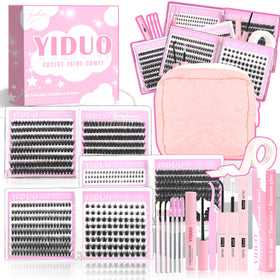 YIDUO Lash Clusters Kit with portable makeup bag and lash clusters