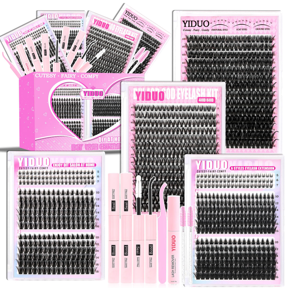 YIDUO Manga Lash Clusters Kit 1094 Pcs with packaging