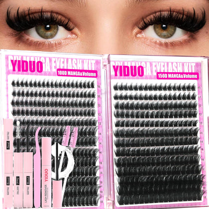 YIDUO Manga Lash Clusters Kit with 481 pieces displayed