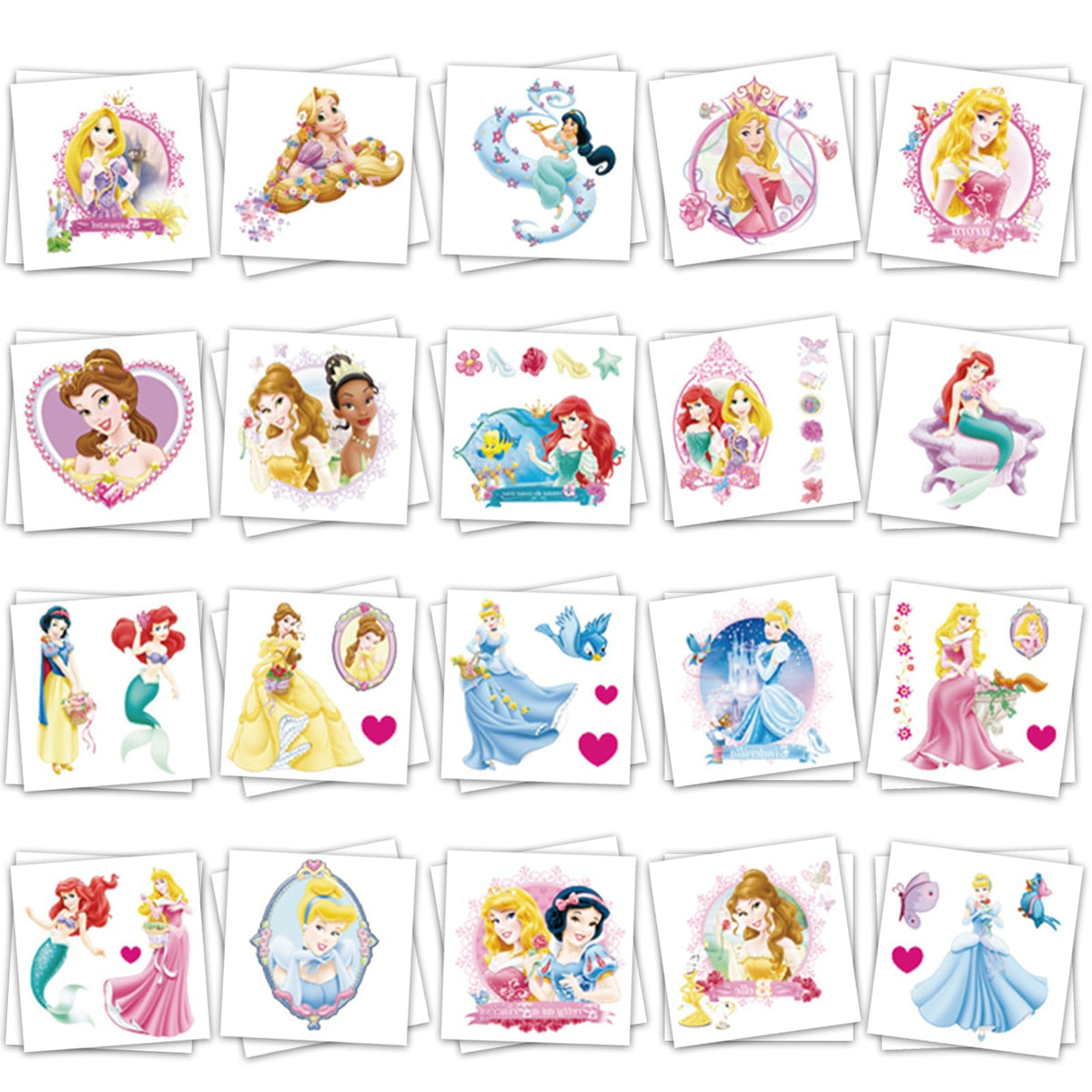 YINFENGKANHAI Cartoon Princess Temporary Tattoos pack front view