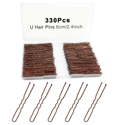 YINGFENG 330 count U shaped hair pins brown in storage box