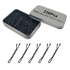 YINGFENG Mini Wavy Bobby Pins 220 Count in storage case