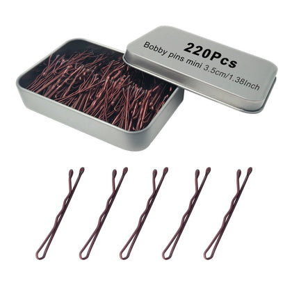 YINGFENG Mini Wavy Bobby Pins brown 1.38 inch front view