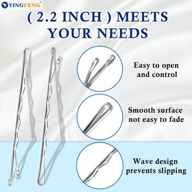 YINGFENG Silver Bobby Pins in use on a hairstyle