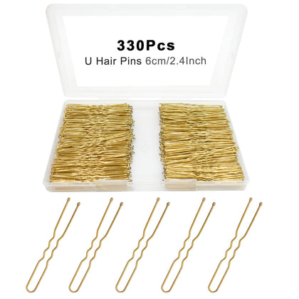 YINGFENG U Shaped Hair Pins gold colour front view