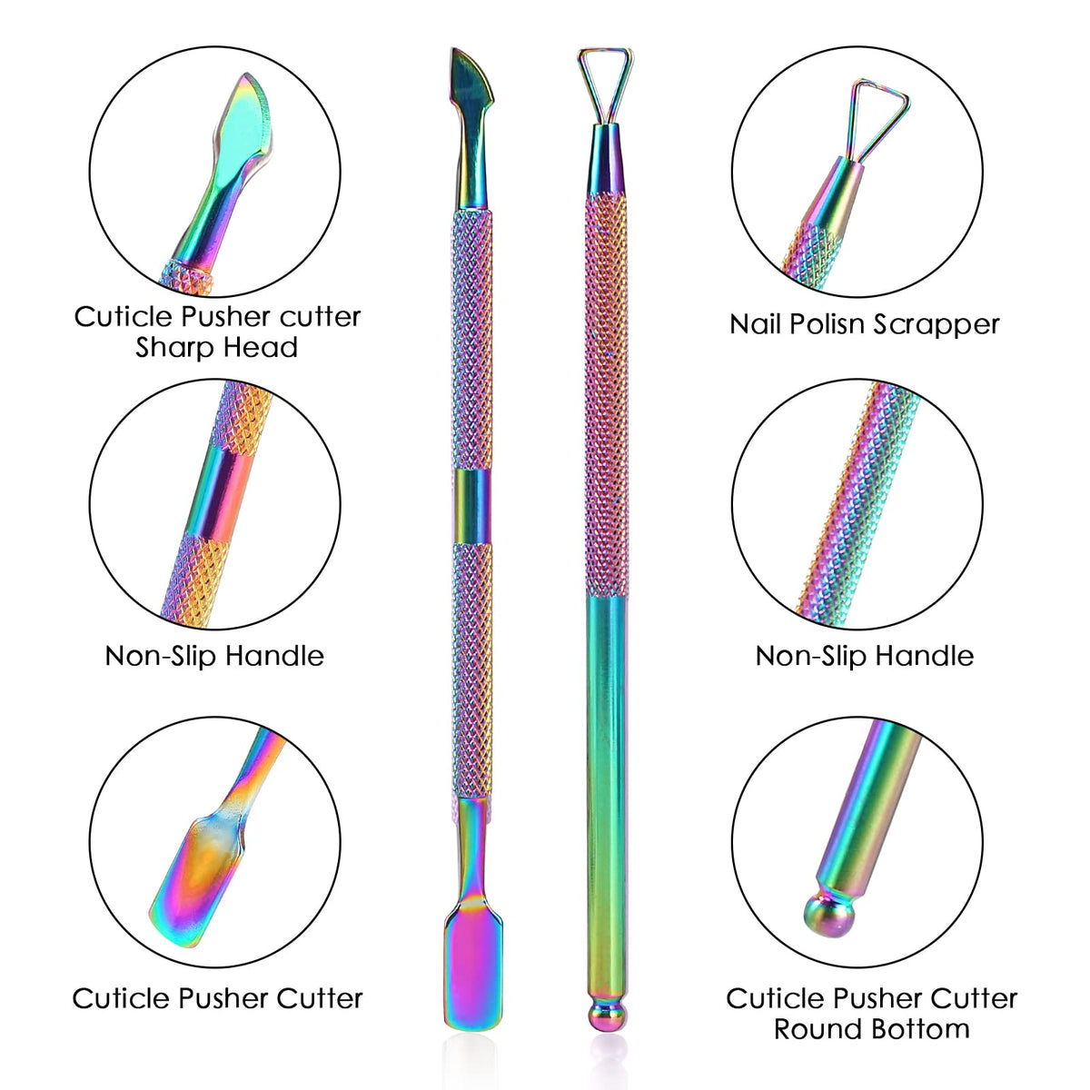 YINYIN Cuticle Pusher and Cutter with sharp ends