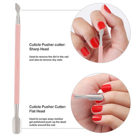 YINYIN cuticle pusher demonstrating curved flat end for pushing cuticles