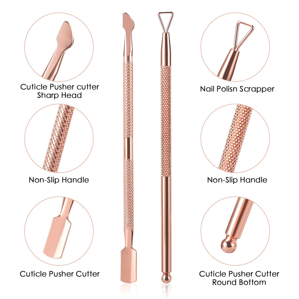 YINYIN cuticle pusher with ergonomic handle