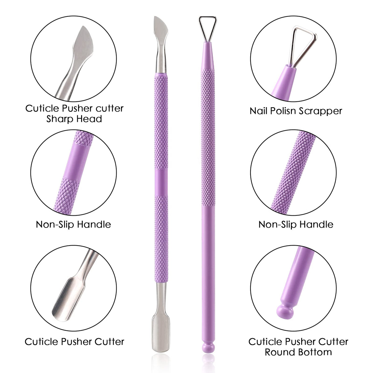 YINYIN cuticle pusher with ergonomic handle