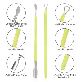 YINYIN cuticle pusher with ergonomic handle in green