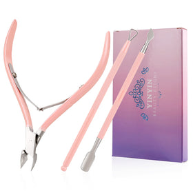YINYIN Professional Cuticle Trimmer Set in pink with glitter design