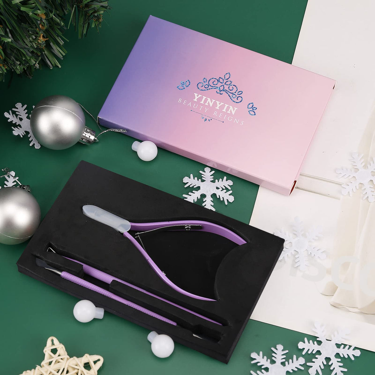 YINYIN purple cuticle tools on a white background
