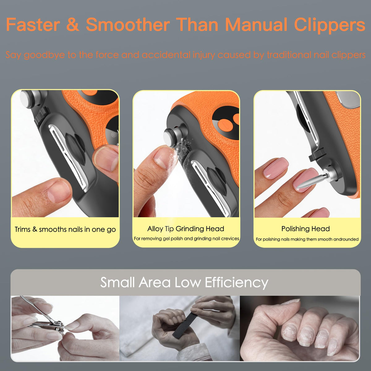 Yionkin Electric Nail Clipper showing built-in magnifier