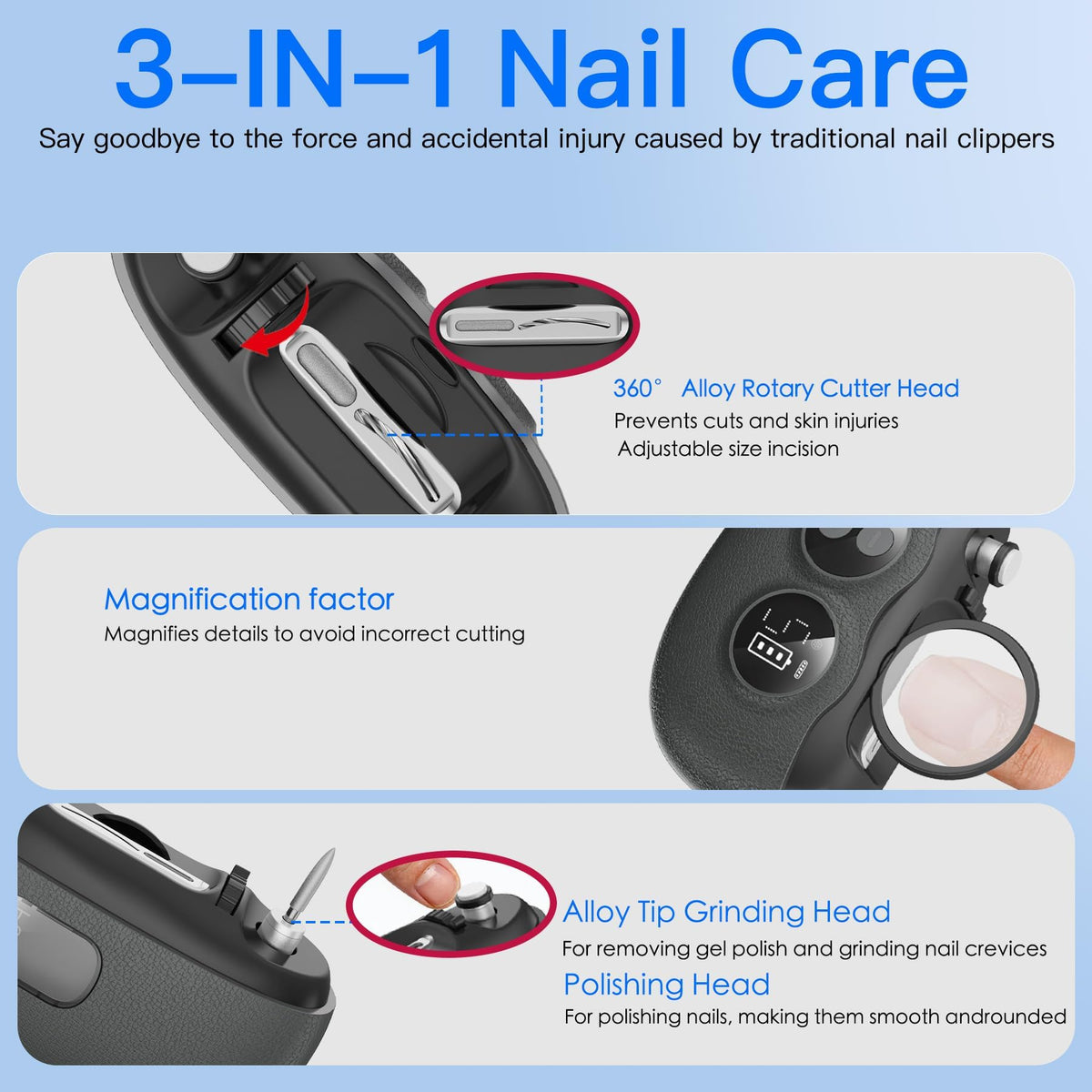 Yionkin Electric Nail Clipper side view