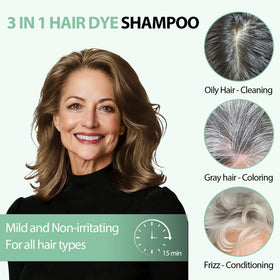 Yioscci Light Brown Hair Dye Shampoo in bathroom setting