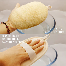 YIQINGJIE loofah sponge with elasticated band and terry cloth lining