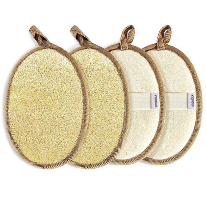 YIQINGJIE Natural Loofah Sponge Exfoliating Body Scrubber pack front view