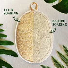 YIQINGJIE Natural Loofah Sponge showing size and texture
