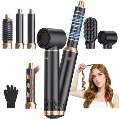 Yitrust 5 in 1 Blow Dryer Brush Set front view with attachments