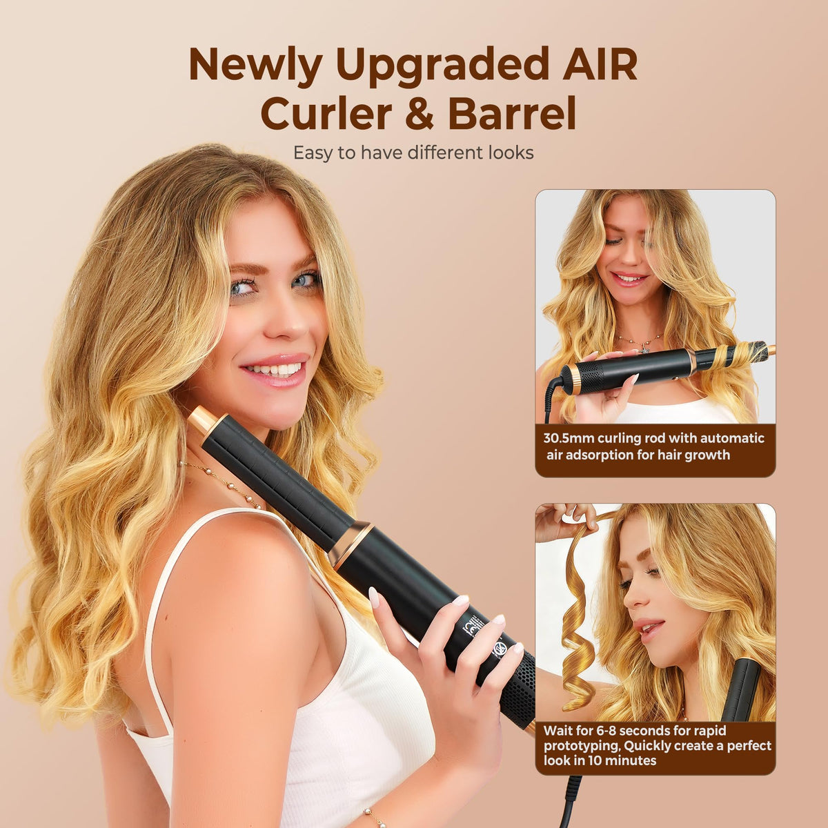 Yitrust blow dryer brush with auto-wrap curling barrel