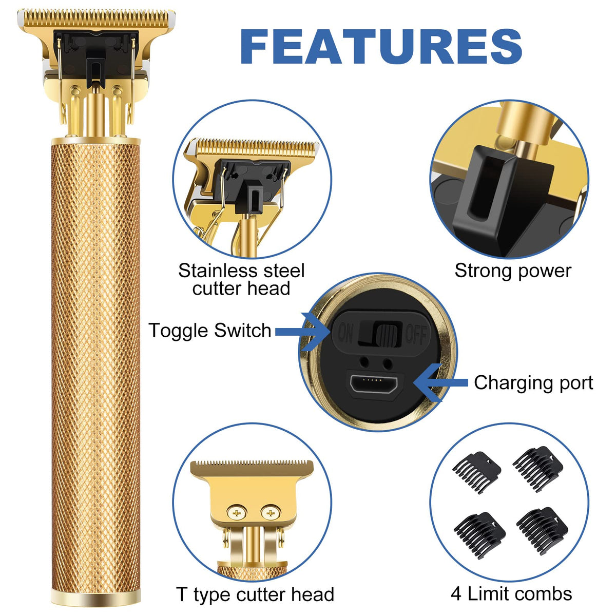 YOGINGO Beard Trimmer side view showcasing USB-C port