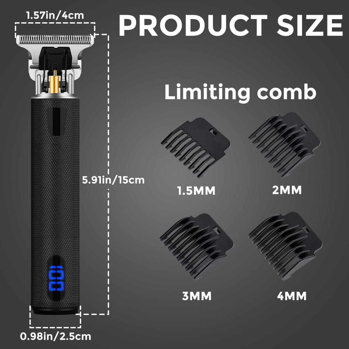 YOGINGO Hair Trimmer showing battery percentage on LCD