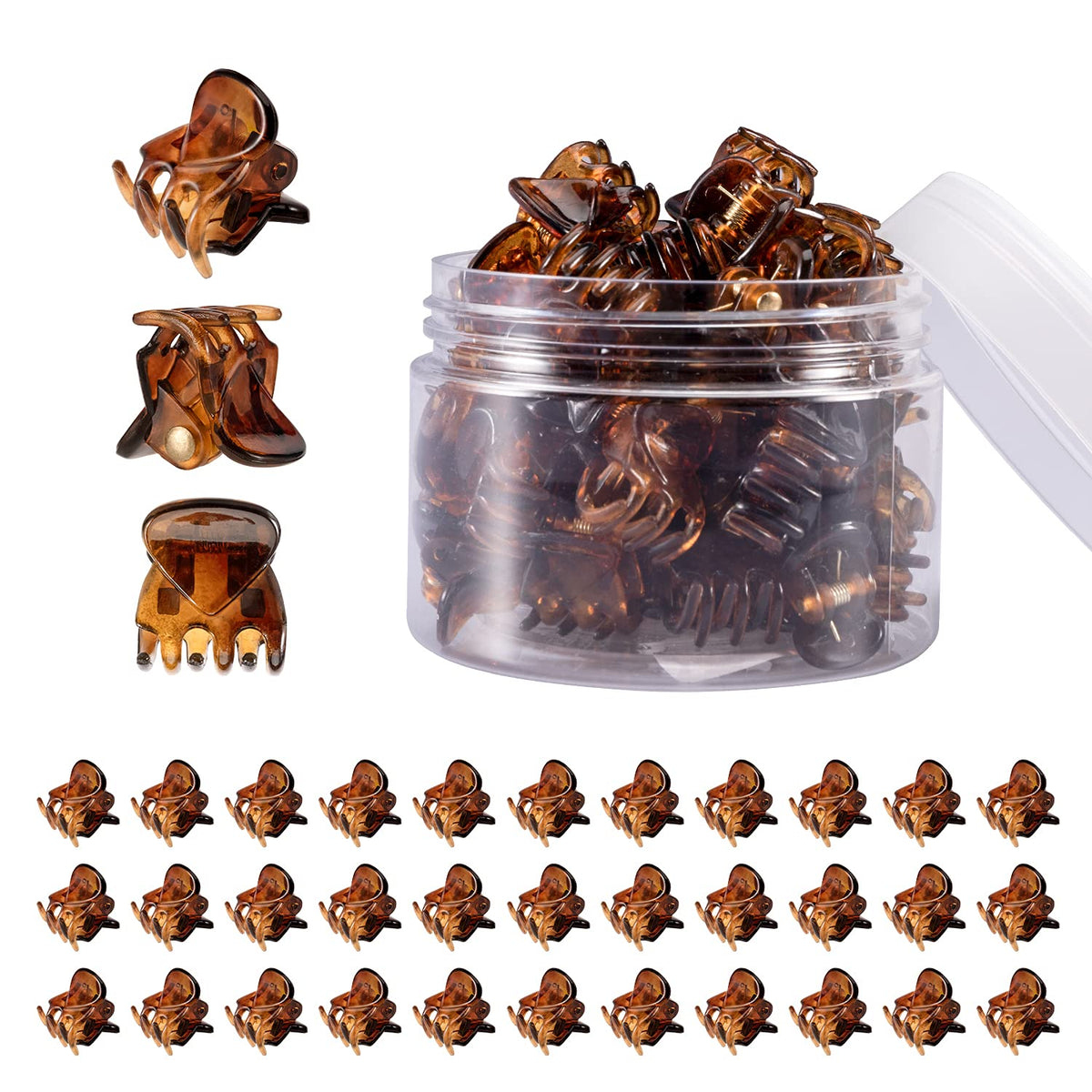 YOHAMA 36 pcs brown mini hair claw clips front view
