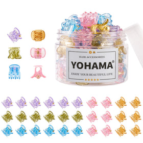 YOHAMA 36 Pcs Glitter Mini Hair Claw Clips assorted colours front view