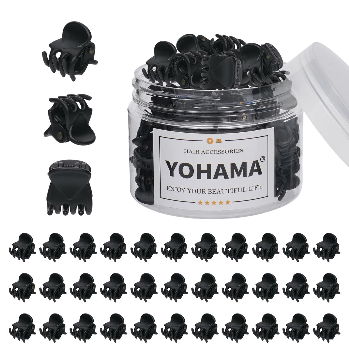 YOHAMA 36 Pcs Mini Hair Claw Clips black front view