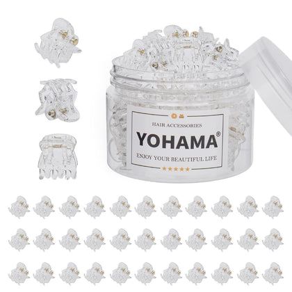 YOHAMA 36PCS Clear Mini Hair Claw Clips front view