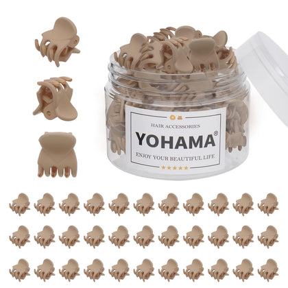 YOHAMA 36Pcs Khaki Mini Hair Claw Clips front view