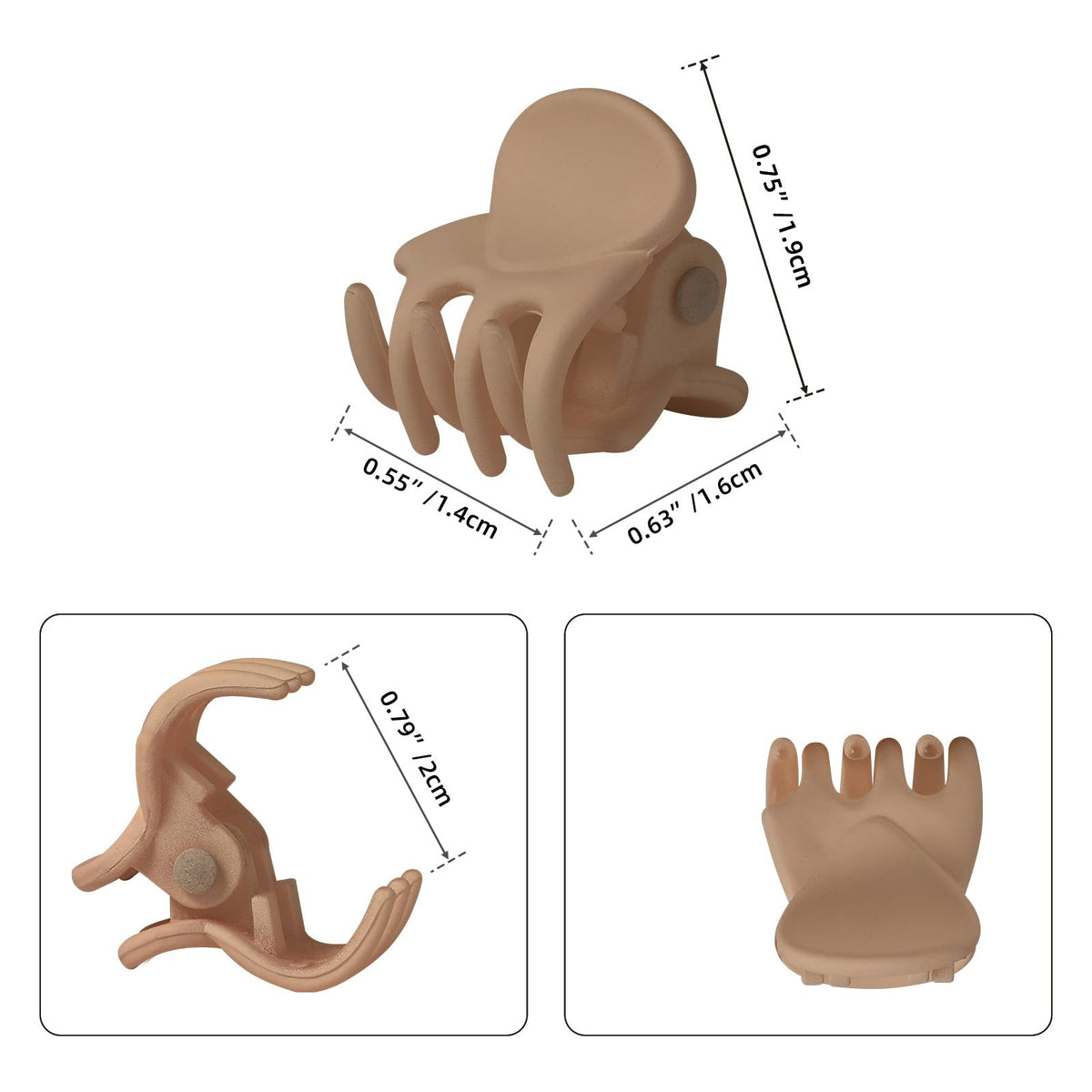 YOHAMA Khaki Hair Claw Clips in protective packaging