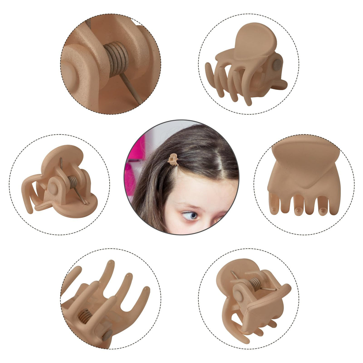 YOHAMA Mini Hair Claw Clips 1/2 Inch size comparison