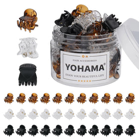 YOHAMA Mini Hair Claw Clips in black, brown, and clear