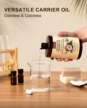 Yoken Fractionated Coconut Oil 16oz in bathroom setting