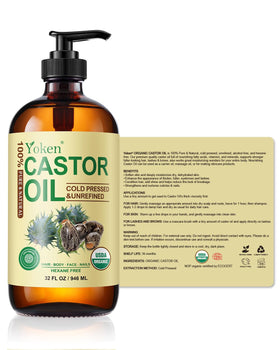 Yoken Organic Castor Oil 32oz with essential oils