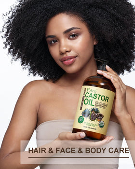 Yoken Organic Castor Oil 32oz with natural background