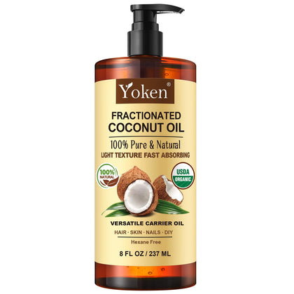 Yoken Organic Fractionated Coconut Oil 8oz front view