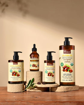 Yoken Organic Jojoba Oil 8oz close-up of bottle and cap