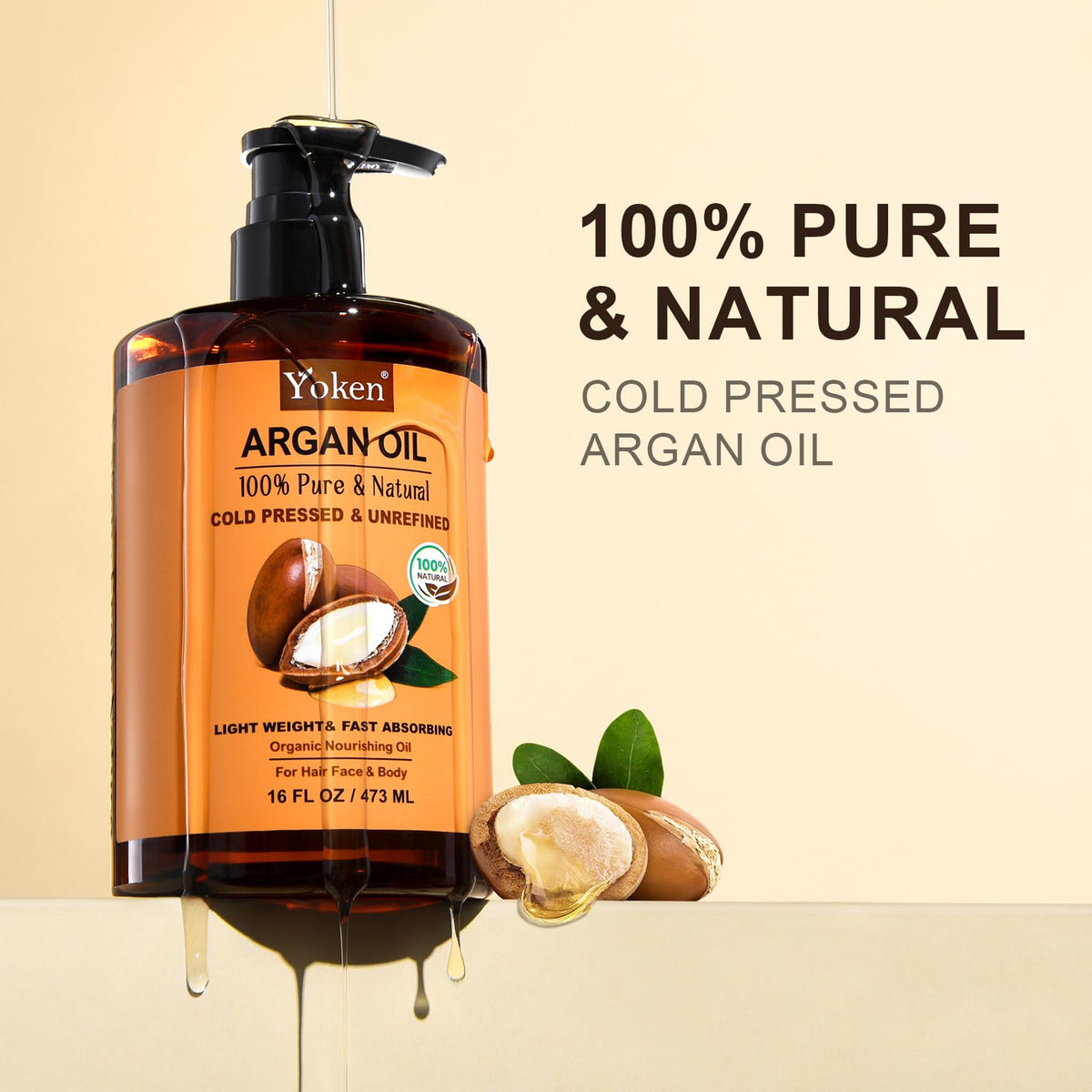 Yoken Organic Moroccan Argan Oil 16oz back view