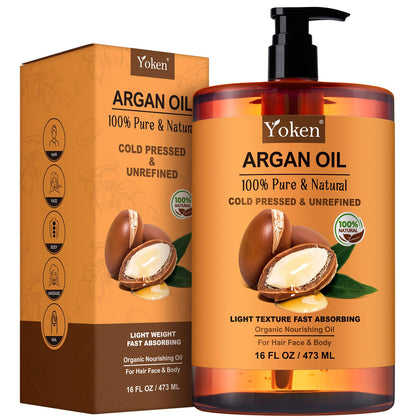 Yoken Organic Moroccan Argan Oil 16oz front view