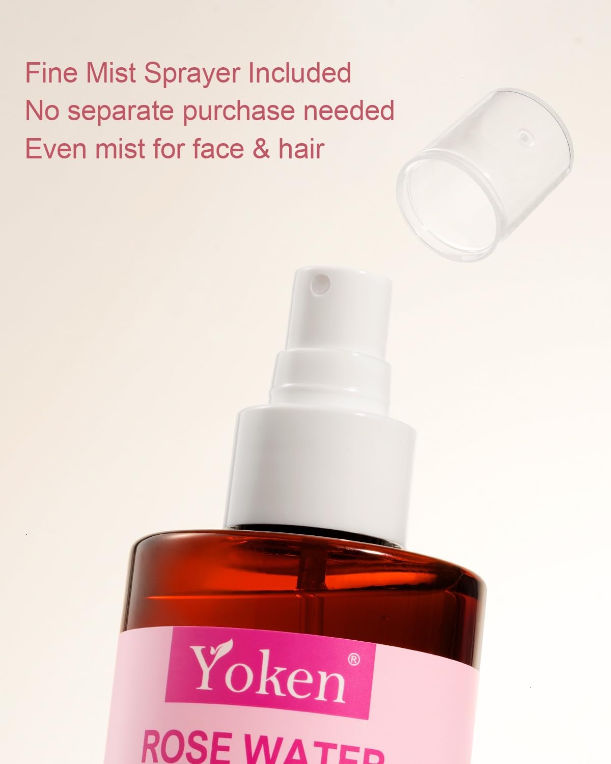 Yoken Organic Rose Water Spray bottle on a bathroom shelf