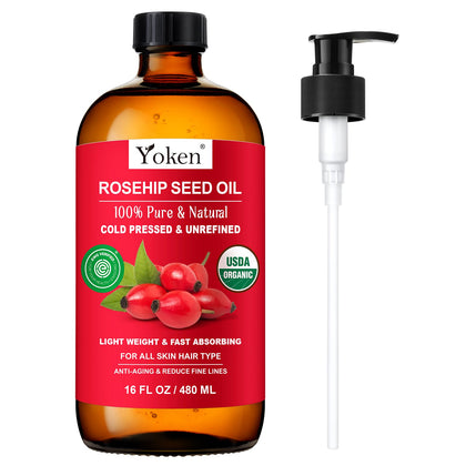 Yoken Organic Rosehip Seed Oil 16 fl oz front view