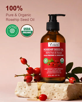 Yoken Organic Rosehip Seed Oil bottle with cap