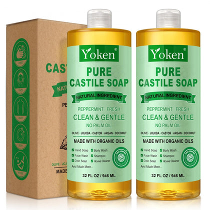 Yoken Peppermint Castile Soap 32oz front view with label