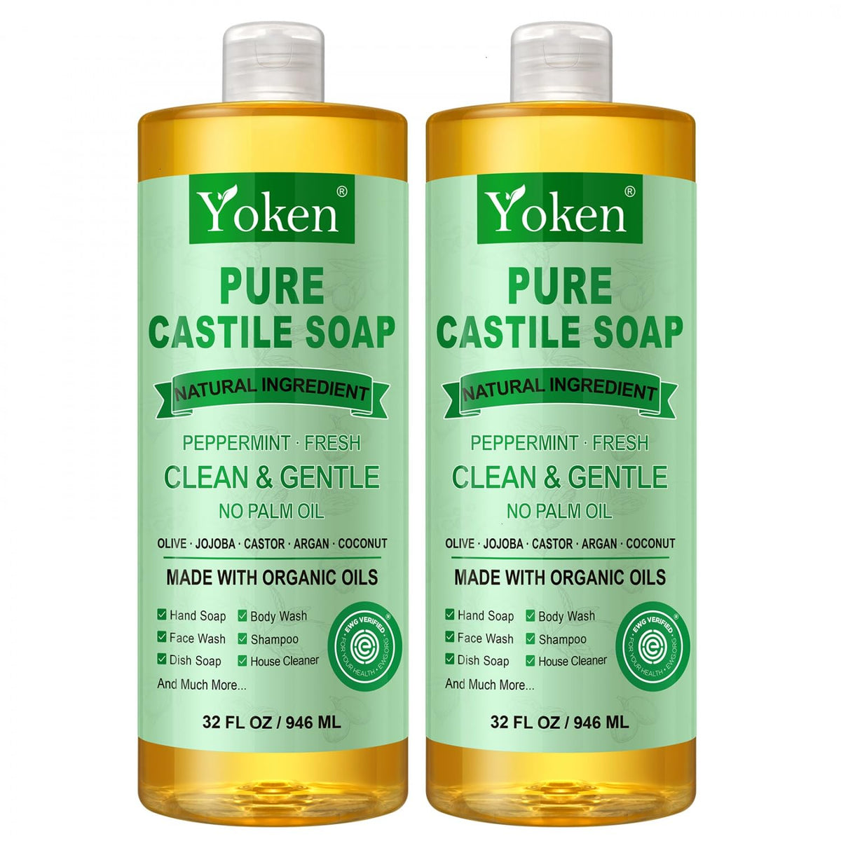 Yoken Peppermint Castile Soap 32oz in a family-friendly environment