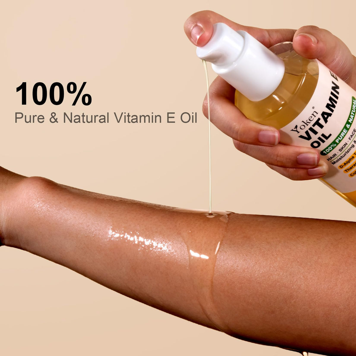 Yoken Vitamin E Oil 8 Oz back view showing ingredients