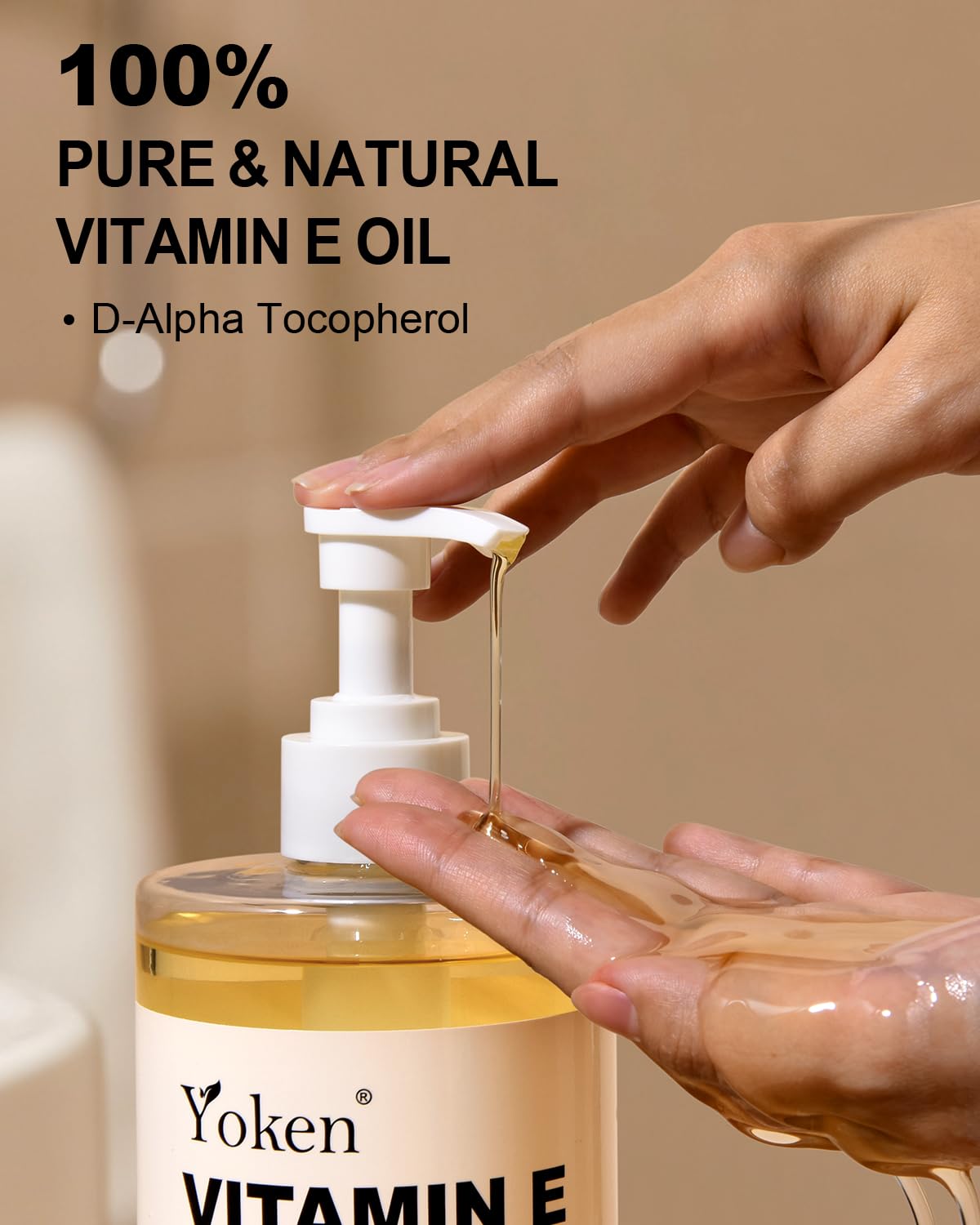 Yoken Vitamin E Oil with natural ingredients background