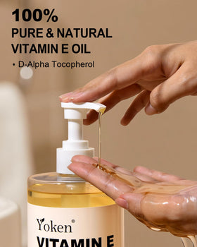 Yoken Vitamin E Oil with natural ingredients background