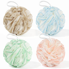Yolaist Loofah Sponge 4 Pack in pastel colours front view
